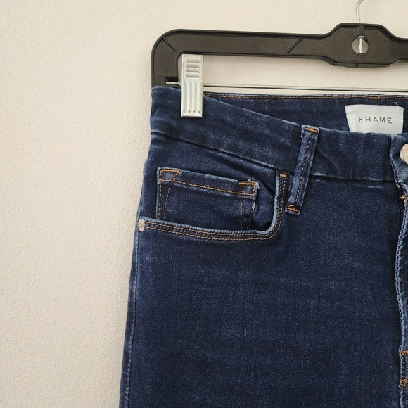 Frame Le Mini Boot High-Rise jeans in Claremore Slit blue Size 30 - Picture 5 of 14